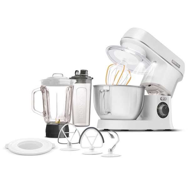 Kitchen combine Sencor STM 3750WH Food processor, 4 liter stainless steel bowl, powerful 800W, 1.6-liter glass blending jug, NutriSmart Program kitchen combine sencor stm 3750wh food processor 4 liter stainless steel